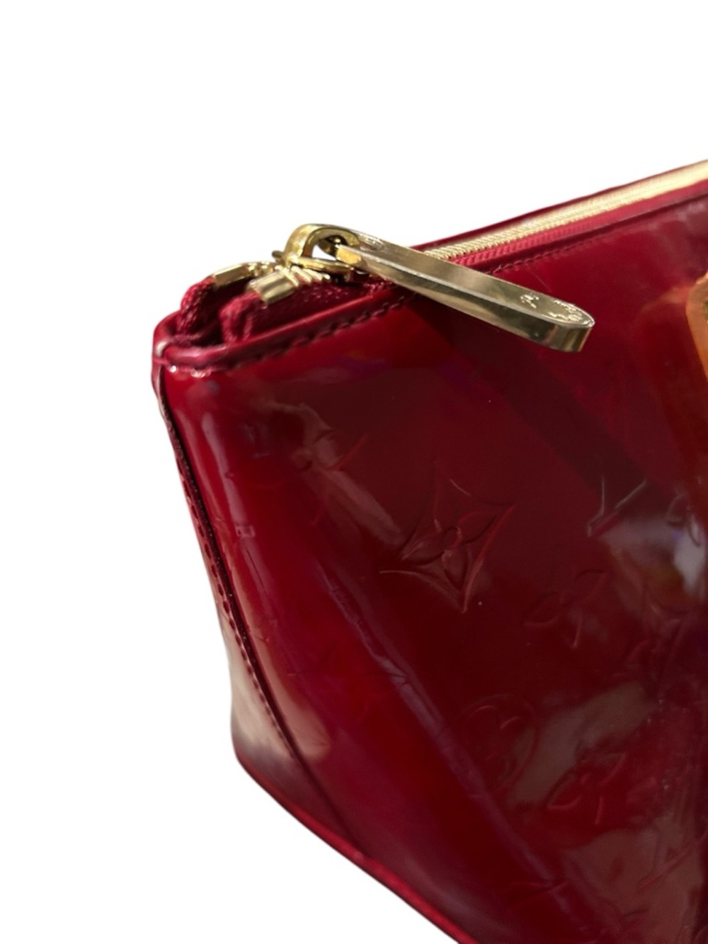 LOUIS VUITTON Monogram Red Leather Vernis Bellevue PM Tote Handbag AUTHENTICATED - Picture 3 of 16